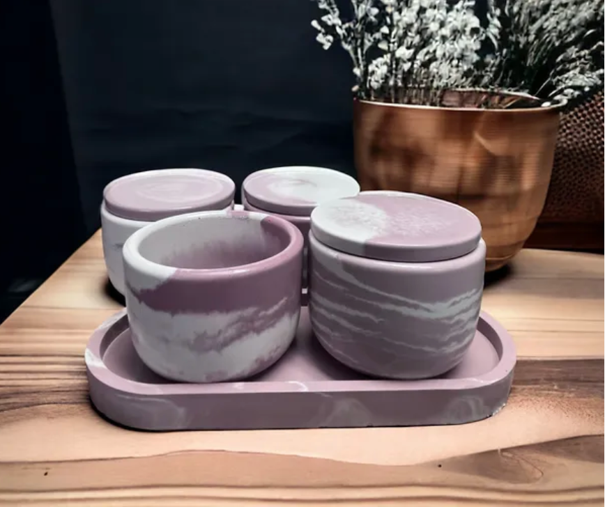 Rose Marble Concrete Jar - no lid